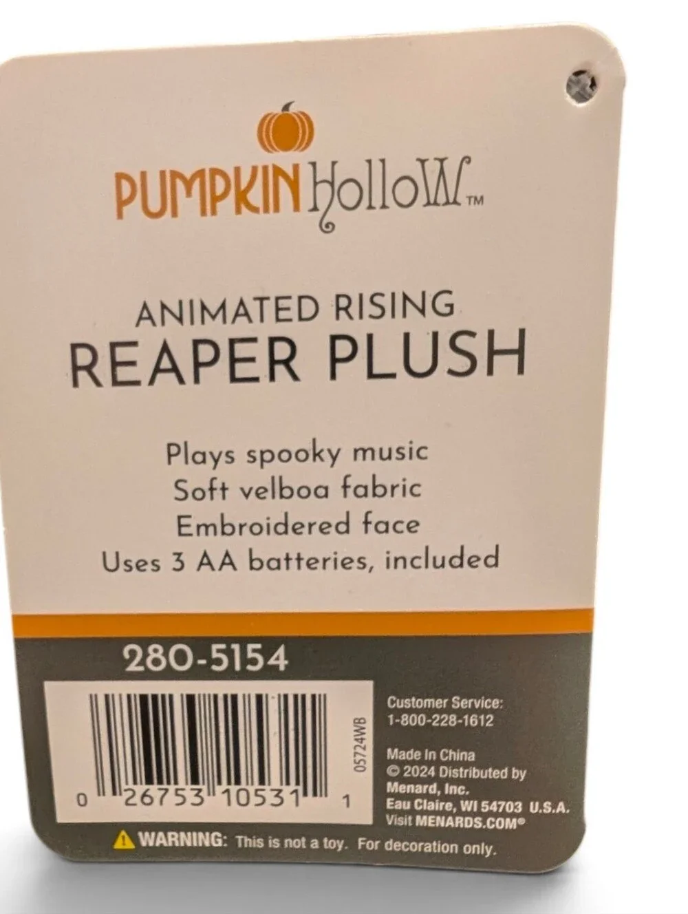 REAPER PLUSH Black Skeleton Spooky Animated Music Kids Plush Figure